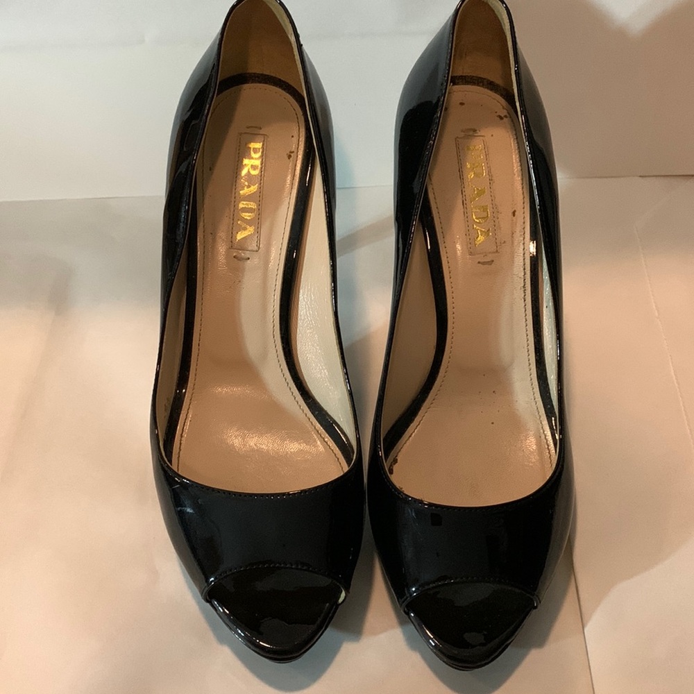 Black Prada open toe pumps